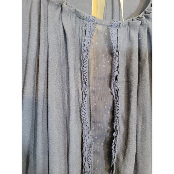 Free People Women's the Soul Serene Top Blouse Sheer Boho Open Back Blue Medium - Picture 2 of 9